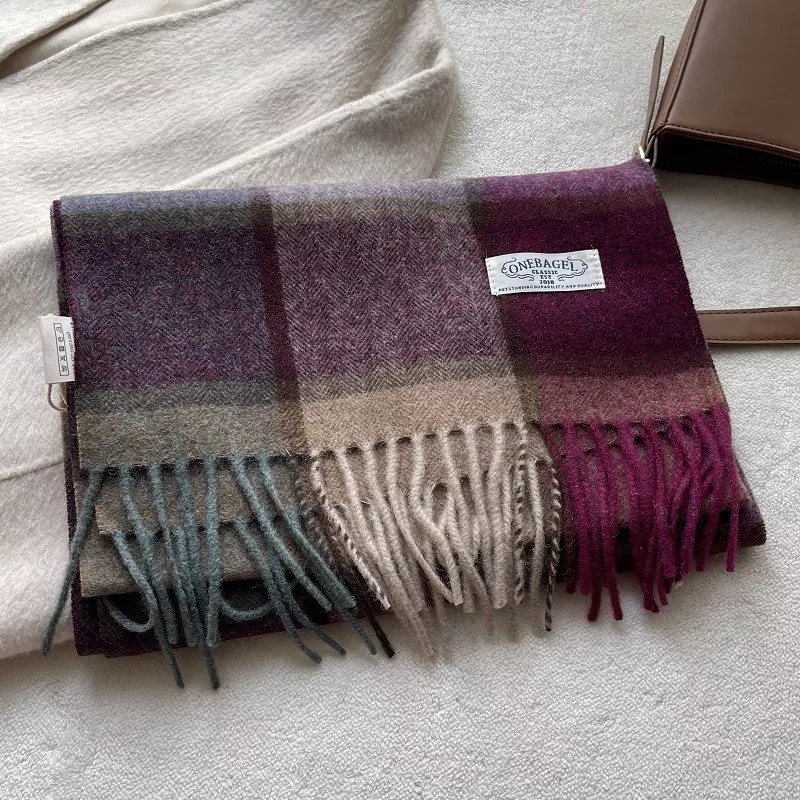 Wool Plaid Tassel Scarf, image 5