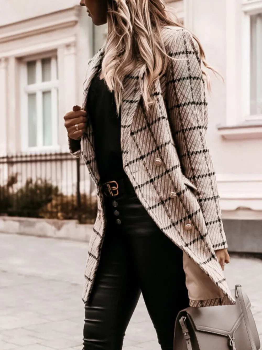 Plaid Tweed Double-Breasted Coat, image 10