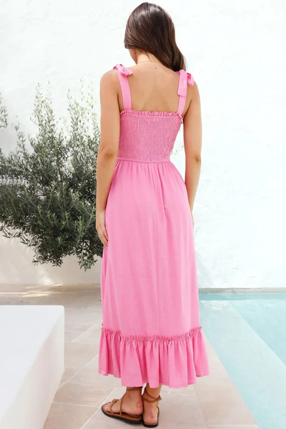 Ruffled Smocked Ruffle Hem Sleeveless Dress, image 4