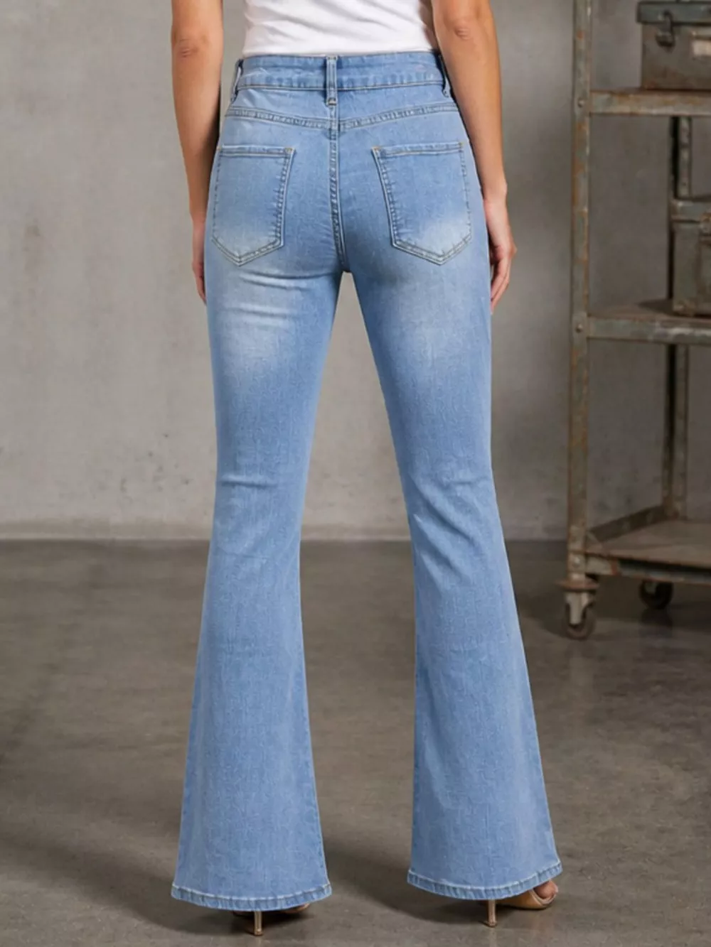High-Waisted Distressed Flare Jeans, image 5