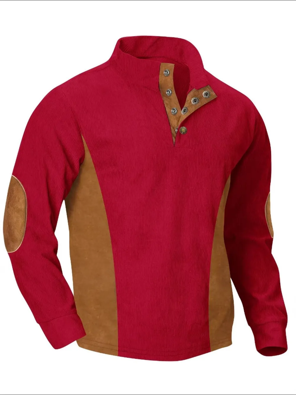 Men's Full Size Contrast Quarter Snap Long Sleeve Top Plus Size, image 3
