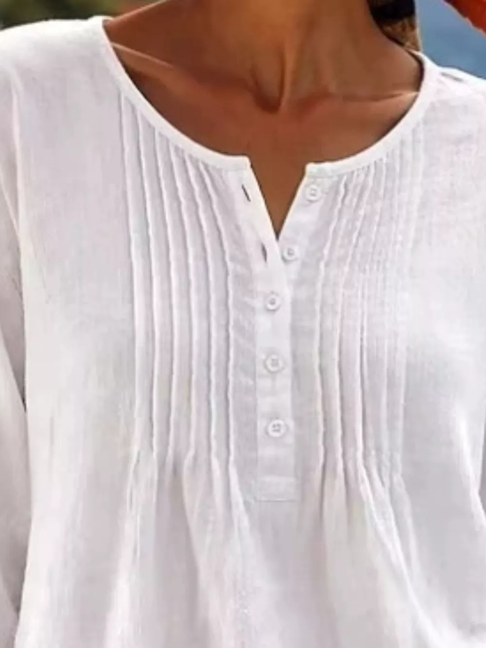 Casual Button Detail Long Sleeve Linen Shirt, image 14