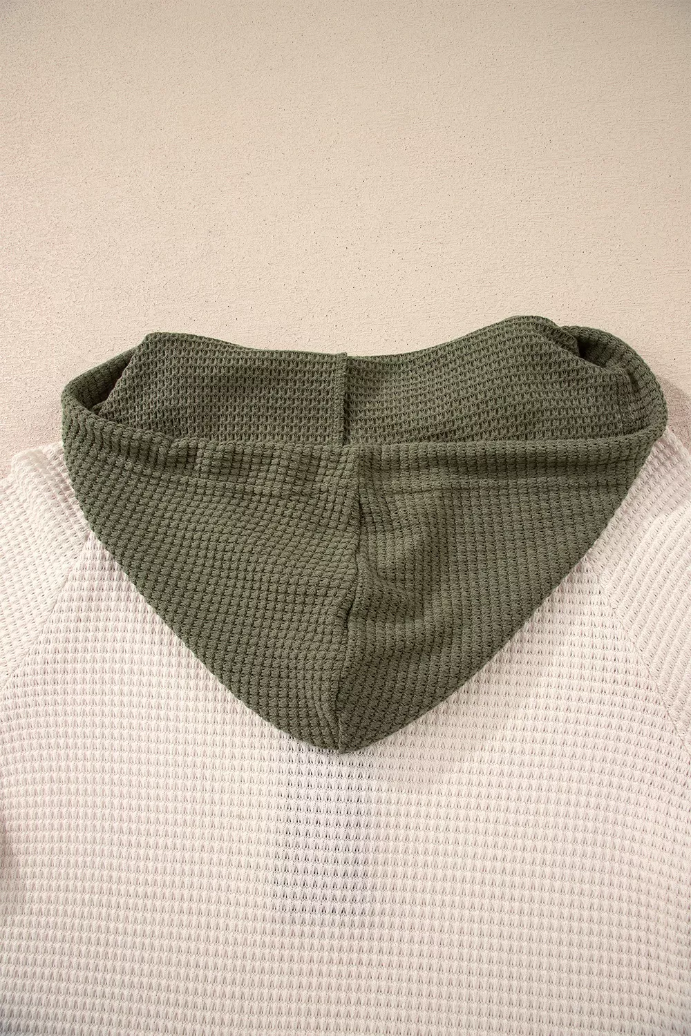 Drawstring Waffle Knit Henley Hoodie, image 7