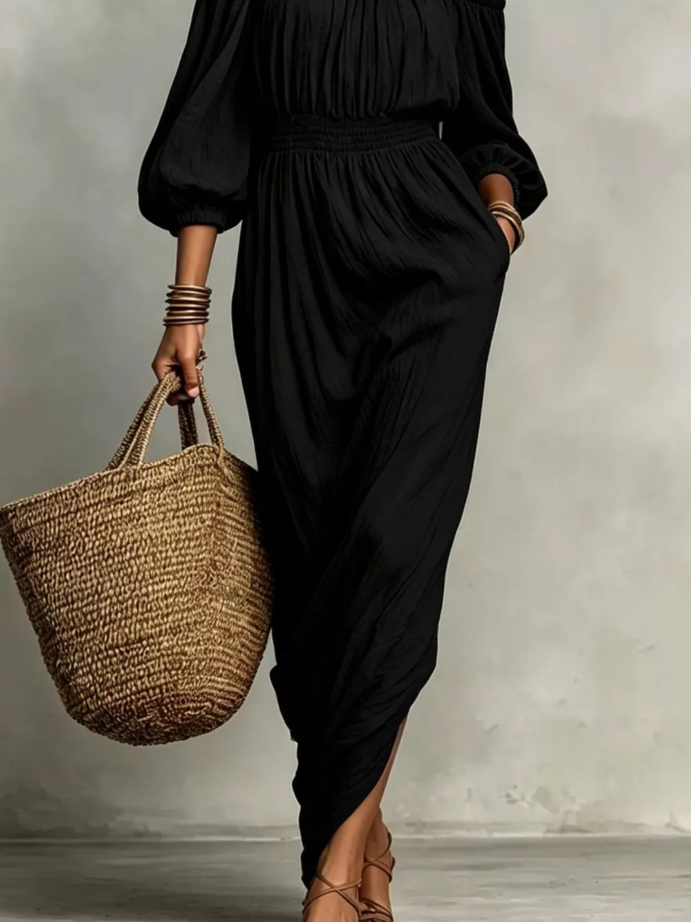t Off-Shoulder Smocked Waist Maxi Dress, image 6