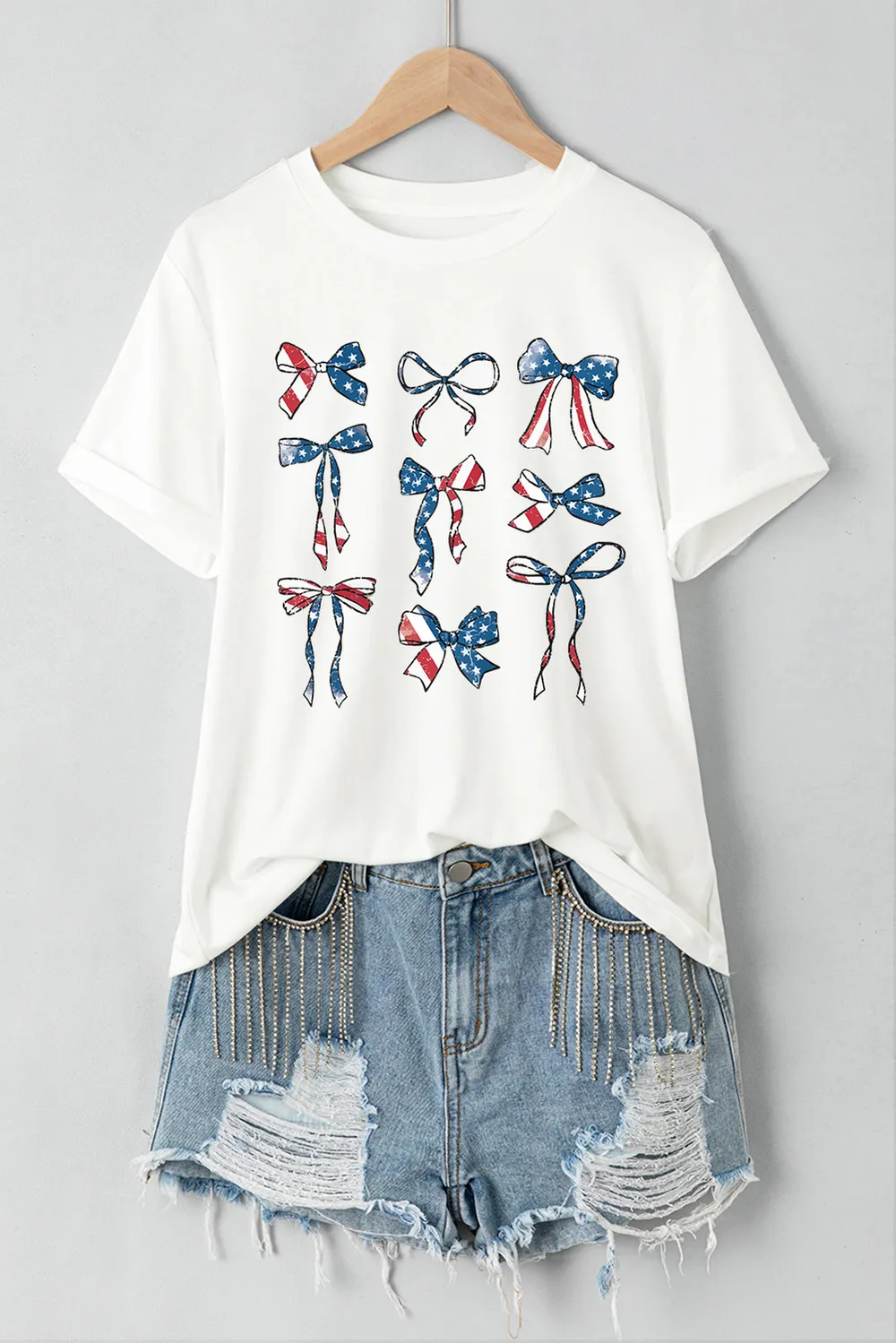 Bow Round Neck Short Sleeve T-Shirt, image 3