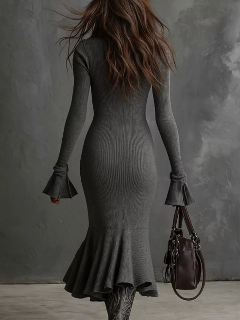 Full Size Quarter-Zip Mermaid Hem Knit Dress Plus Size, image 3