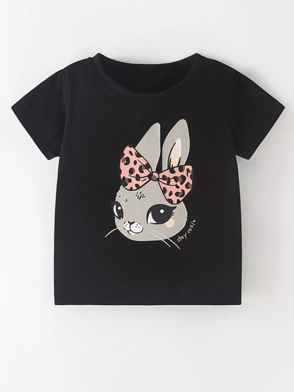 Children's Bunny Graphic Round Neck T-Shirt