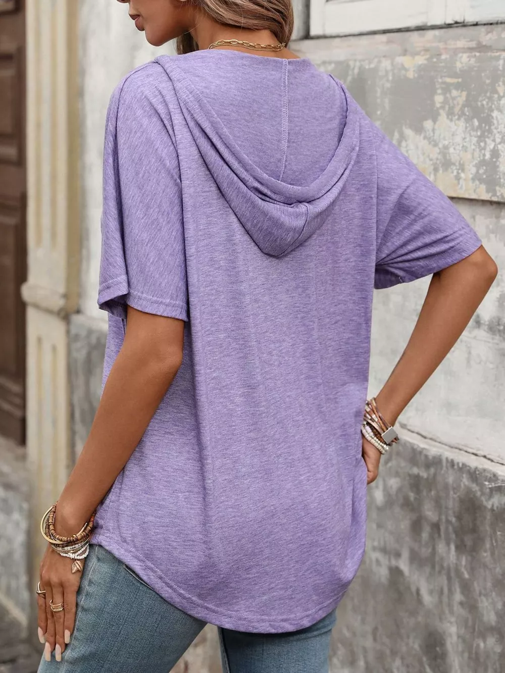 Casual Short Sleeve Hooded T-Shirt, image 6