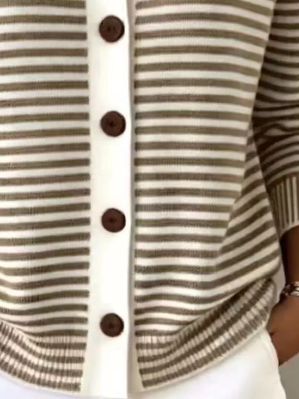 Full Size Striped Button-Down Knit Cardigan Plus Size, image 10