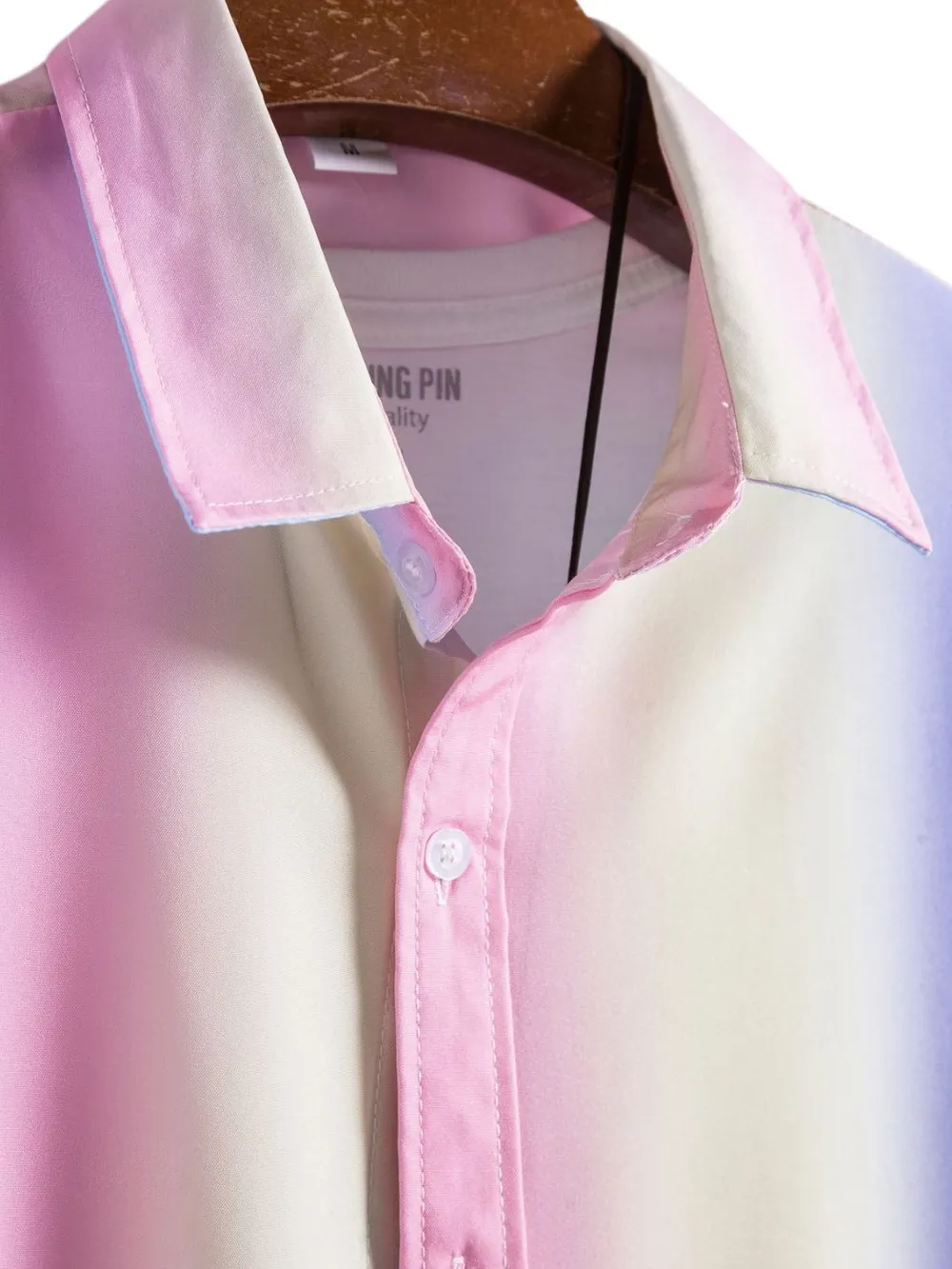 Men's Plus Size Gradient Short Sleeve Button-Down Shirt, image 3