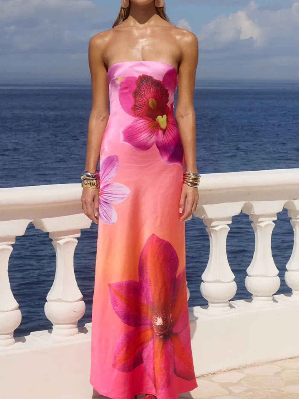 Printed Tube Maxi Dress, image 6