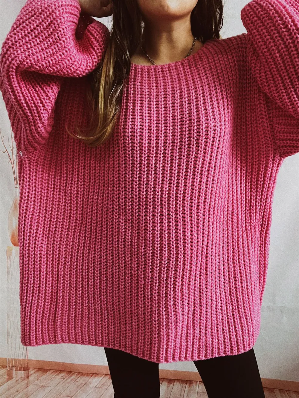 Boat Neck Long Sleeve Sweater with Belt, image 10