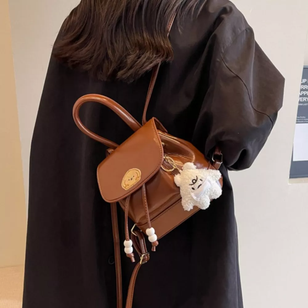 Puppy Patch Leather Backpack Bag, image 5