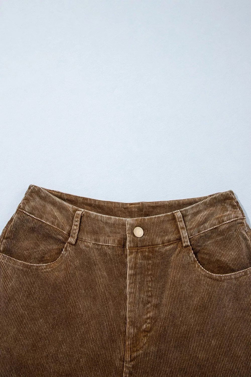 Straight Leg Corduroy Metal Button Zip-up Pants, image 7
