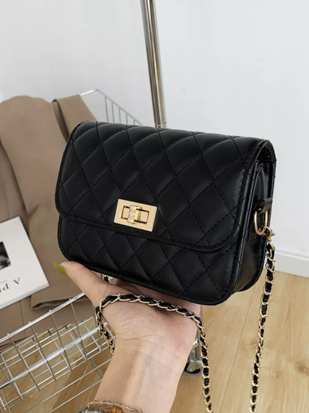 Quilted Chain Strap Crossbody Bag, image 6