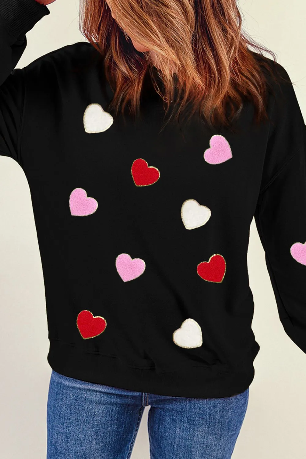 Valentine's Day Contrast Heart Long Sleeve Sweatshirt, image 2