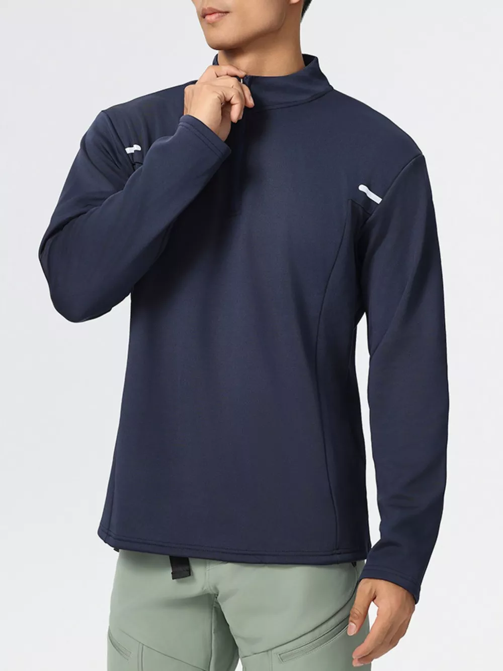 Men's Plus Size Half-Zip Long Sleeve Top, image 3