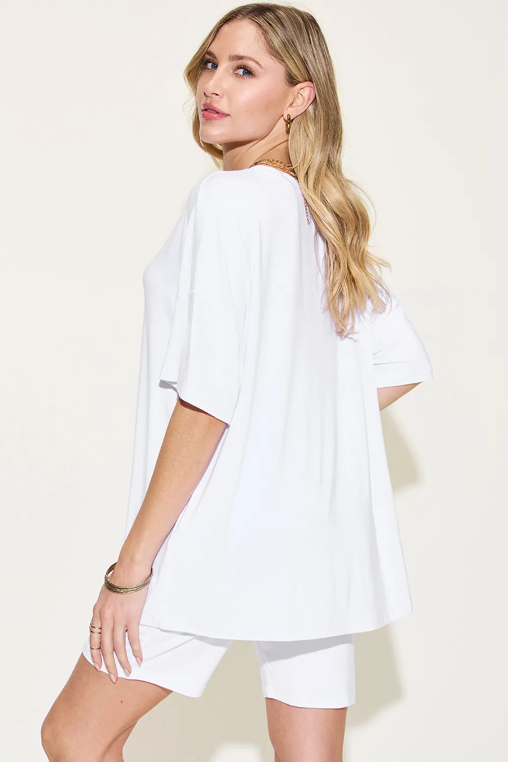 Full Size V-Neck Drop Shoulder T-Shirt and Shorts Set, image 7