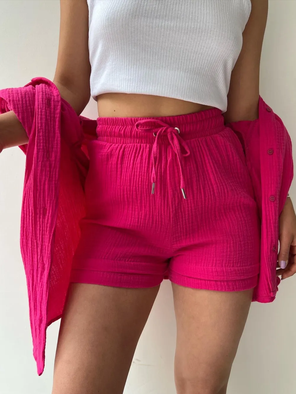 Textured Button Up Shirt and Shorts Set, image 7
