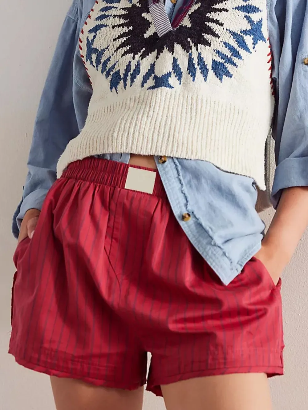 Striped Elastic Waist Shorts, image 4