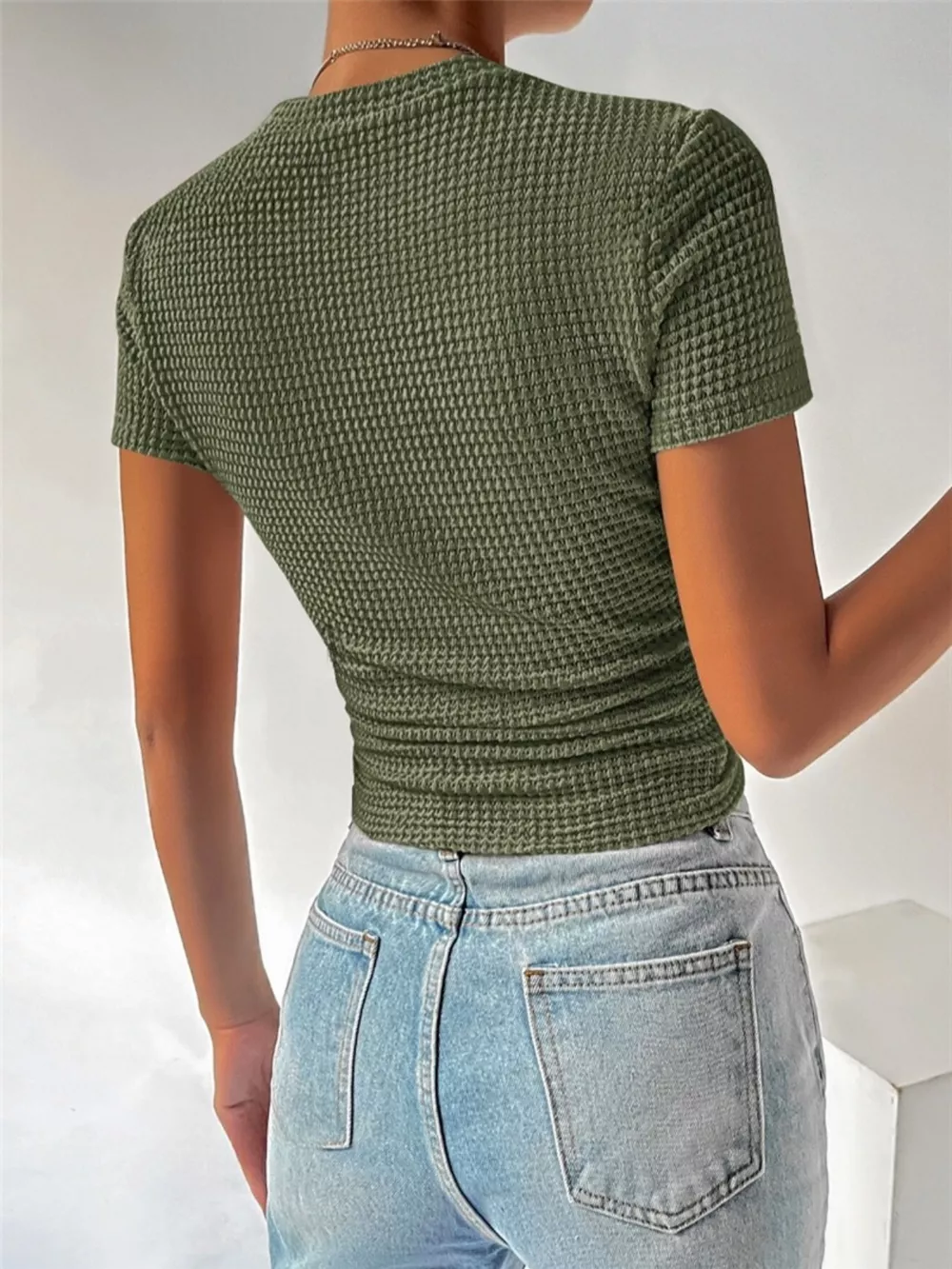 Textured Waffle Knit Slim Fit T-Shirt, image 9