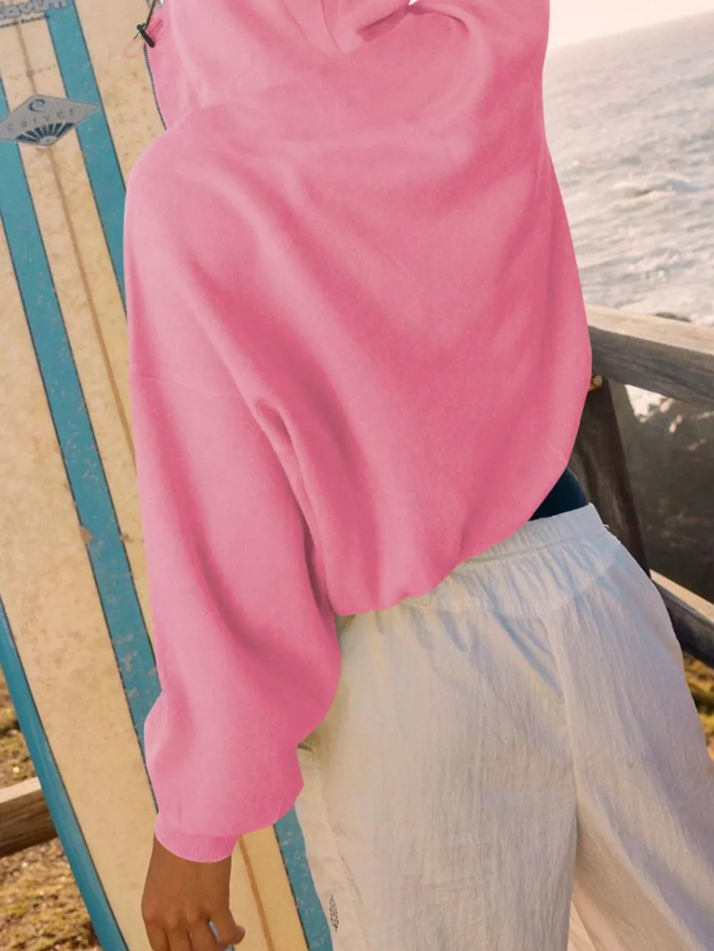 Half-Zip Dropped Shoulder Hoodie, image 18