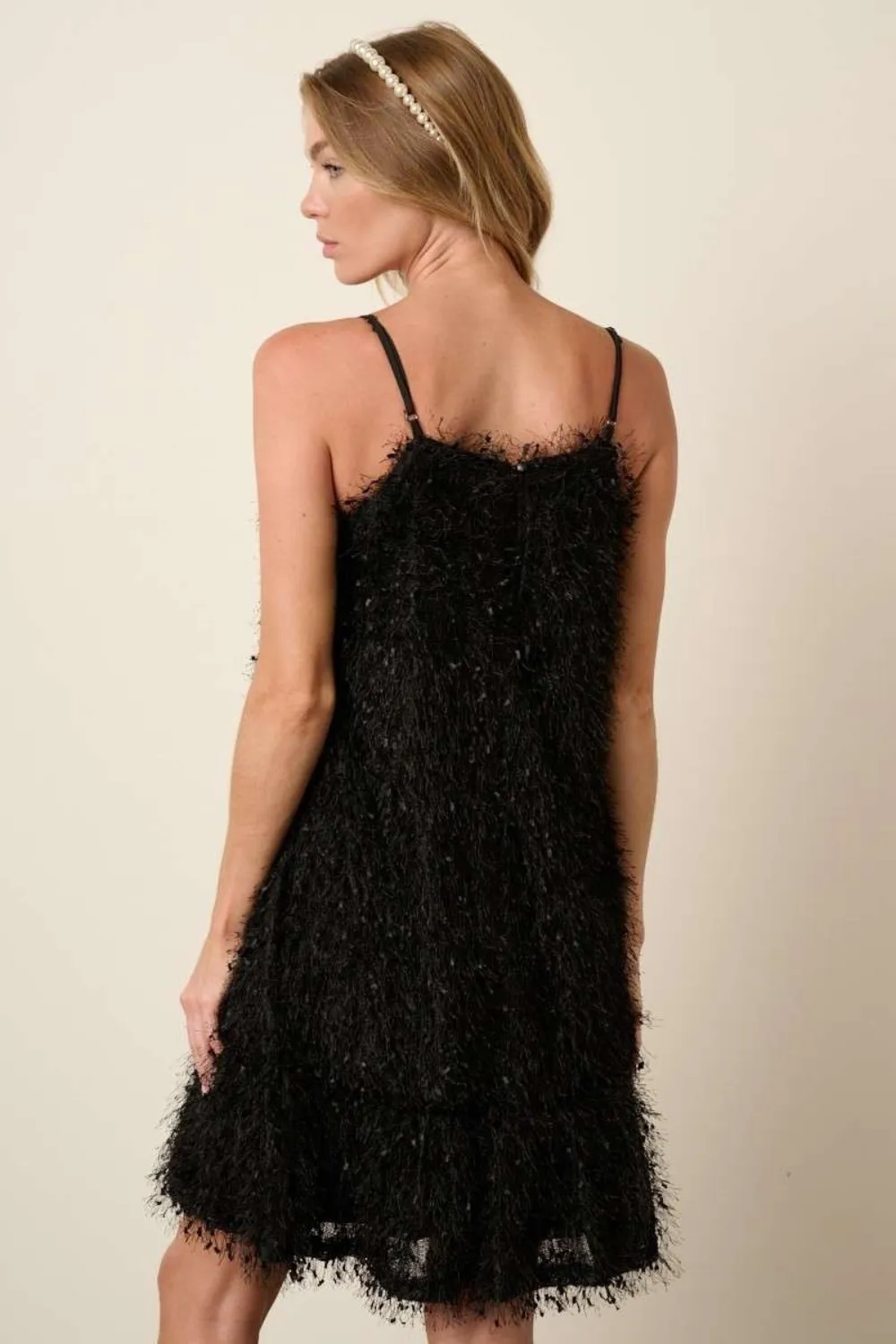 Feather Ruffle Hem Mini Cami Dress, image 2