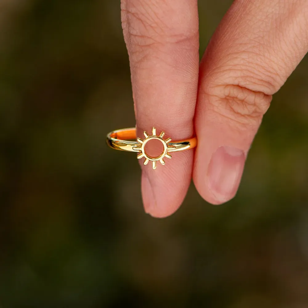 Sun Shape 18K Gold-Plated Ring, image 3