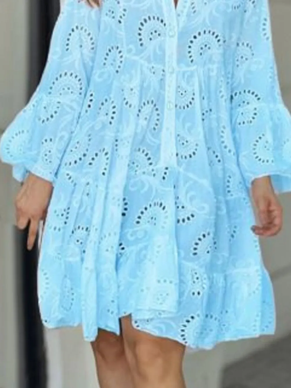 Full Size Eyelet Ruffled Hem Tiered Dress Plus Size, image 6