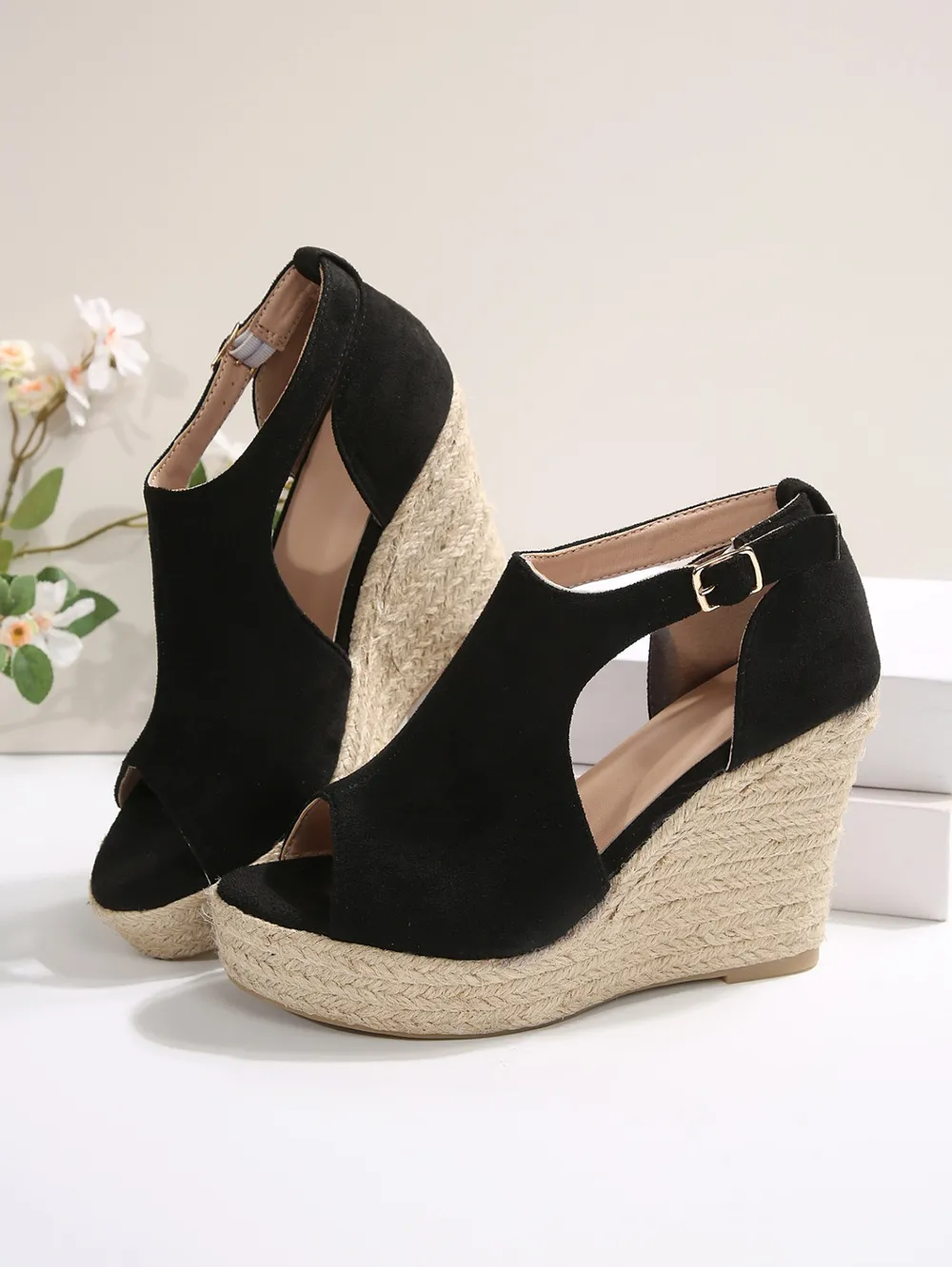 Espadrille Wedge Sandals with Ankle Strap, image 2