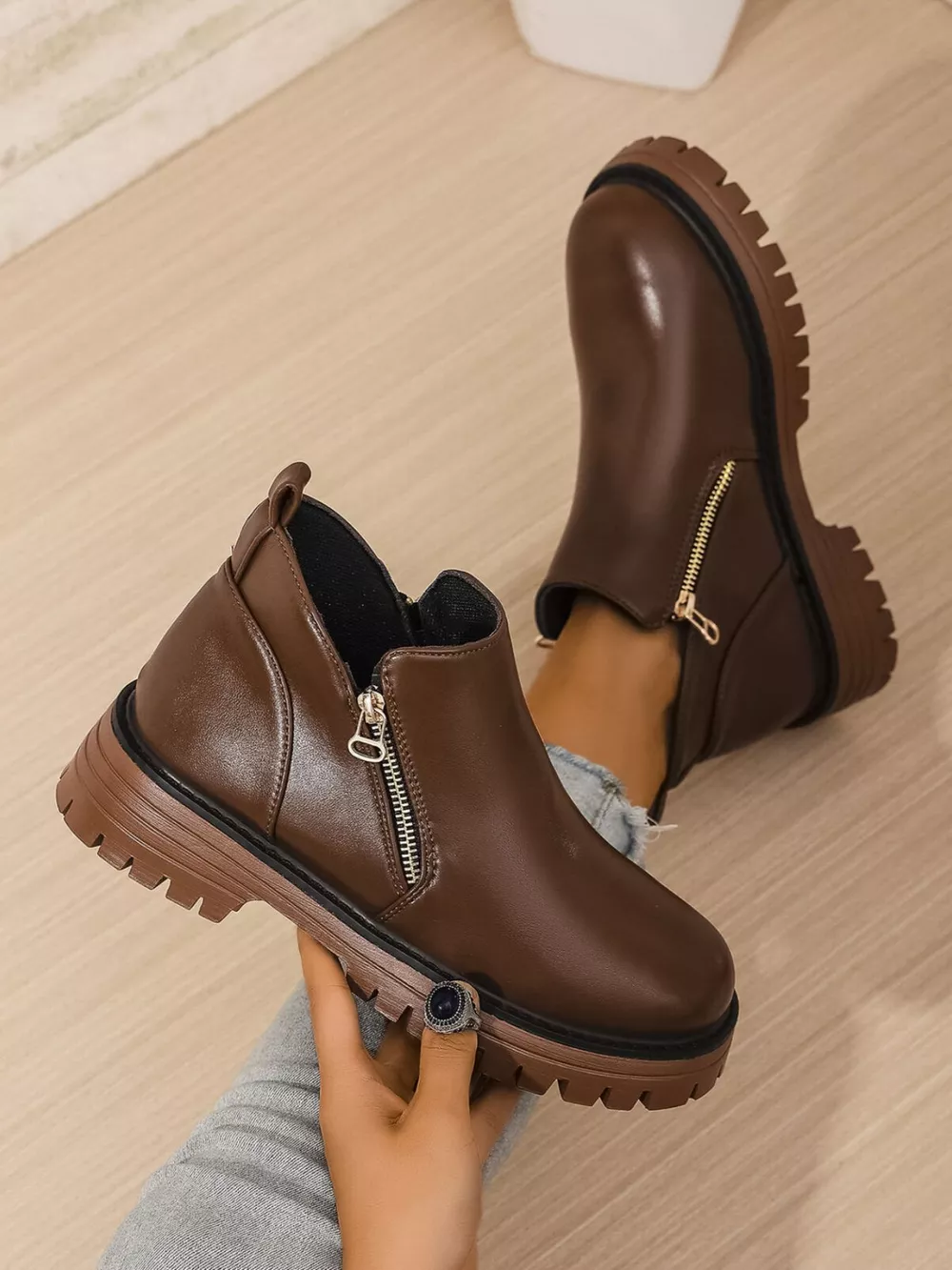 Leather Chelsea Boots with Side Zipper, image 4