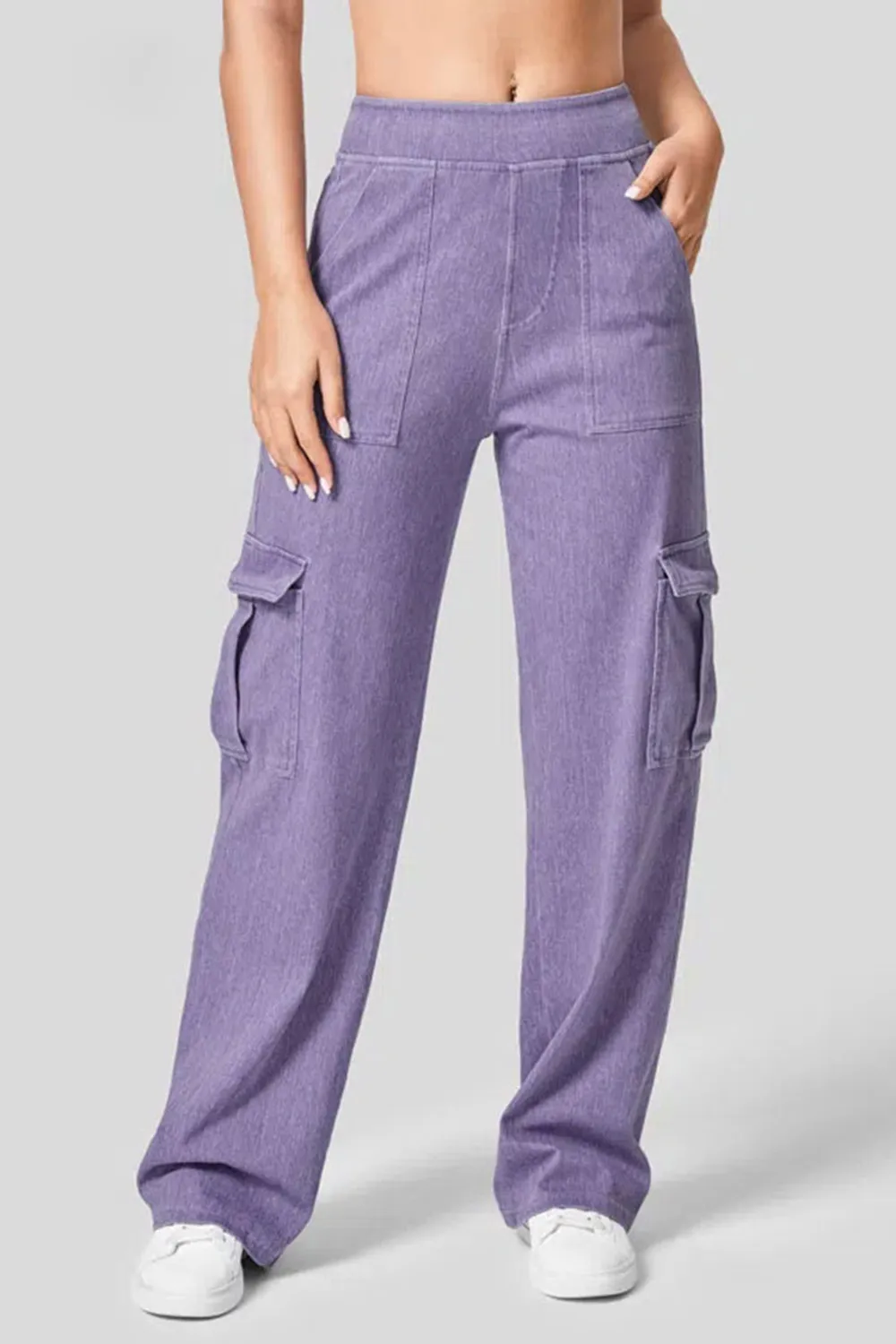 High Waist Straight Leg Cargo Jeans, image 12