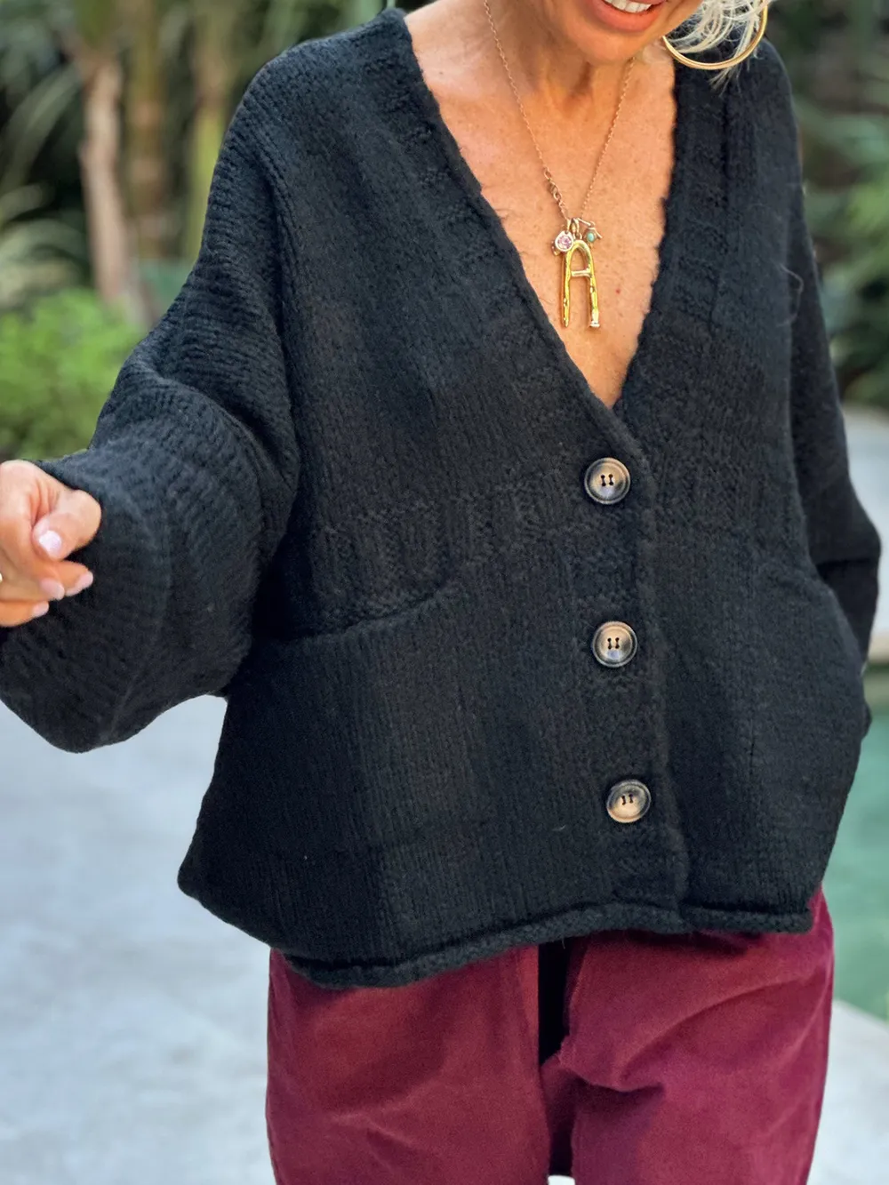 Pocketed V-Neck Button Up Cardigan, image 6