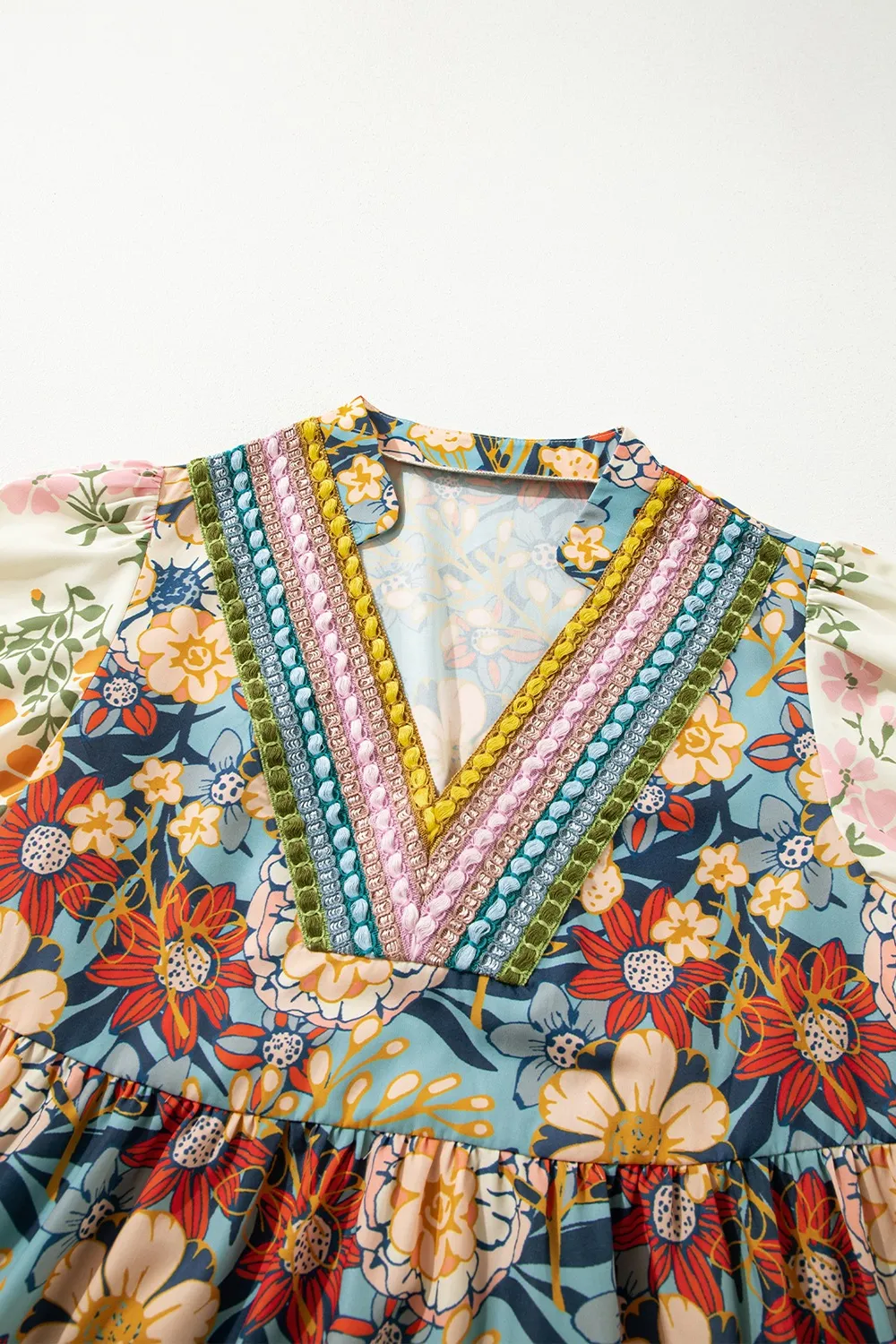 Printed Notched Flounce Sleeve Mini Dress, image 4