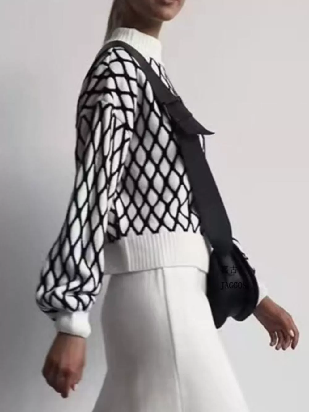 Geometric Pattern Turtleneck Sweater, image 8