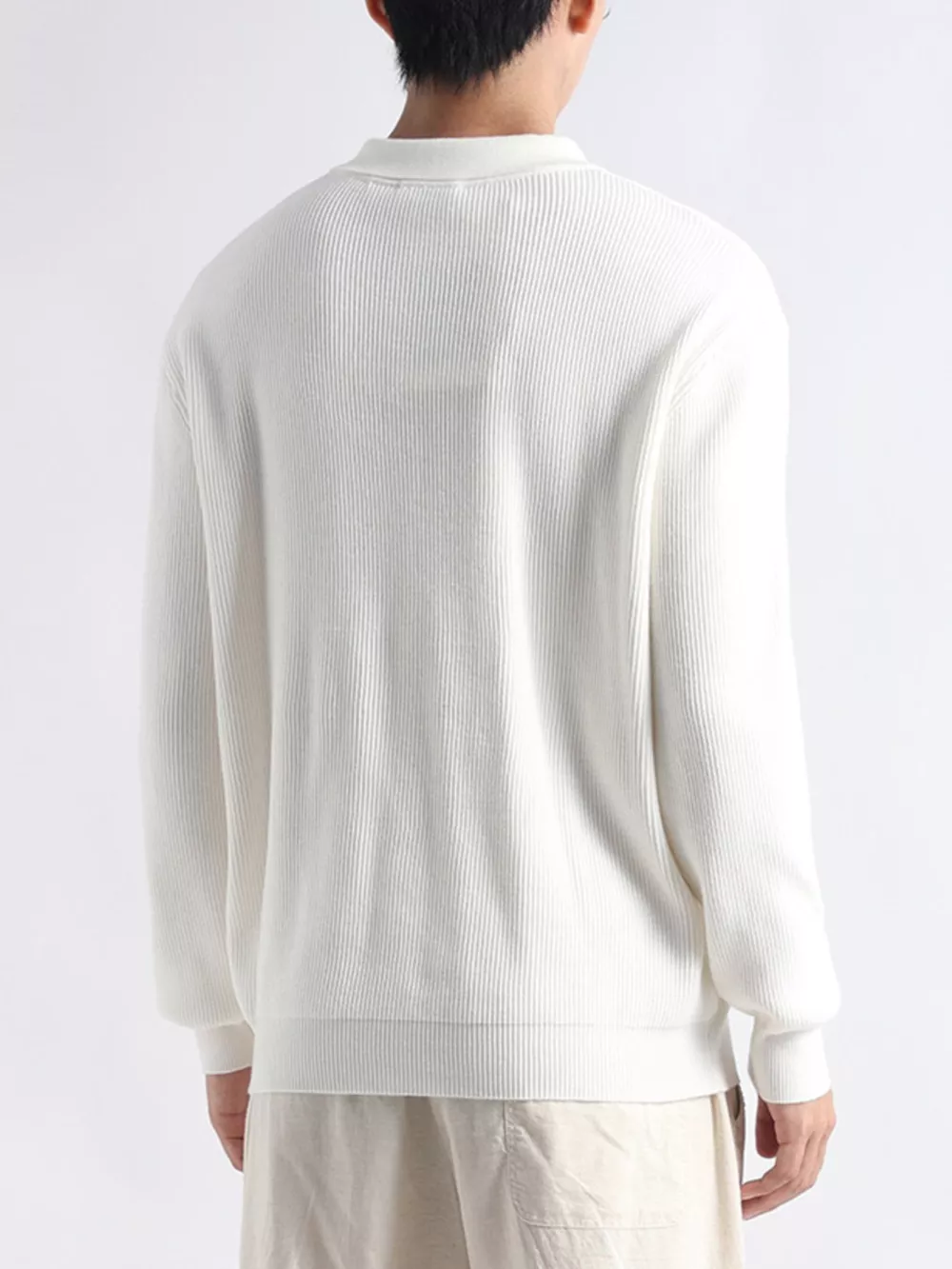 Men's Plus Size Ribbed Knit Polo Collar Sweater, image 9