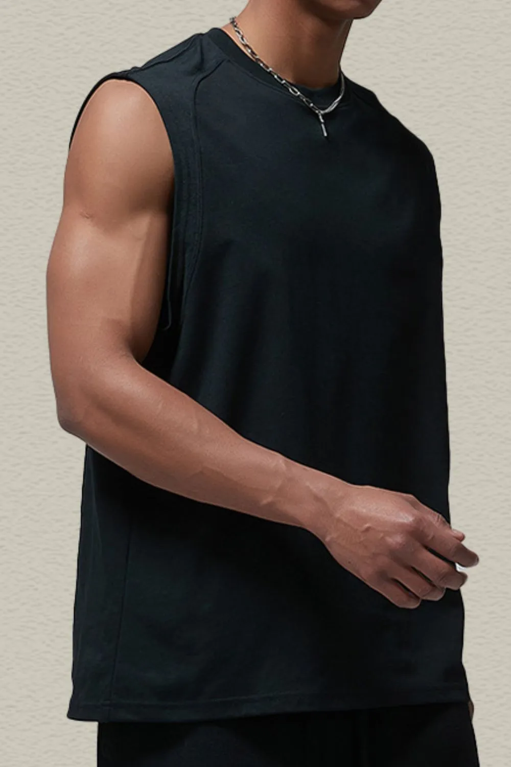 Men's Solid Color Round Neck Tank, image 2