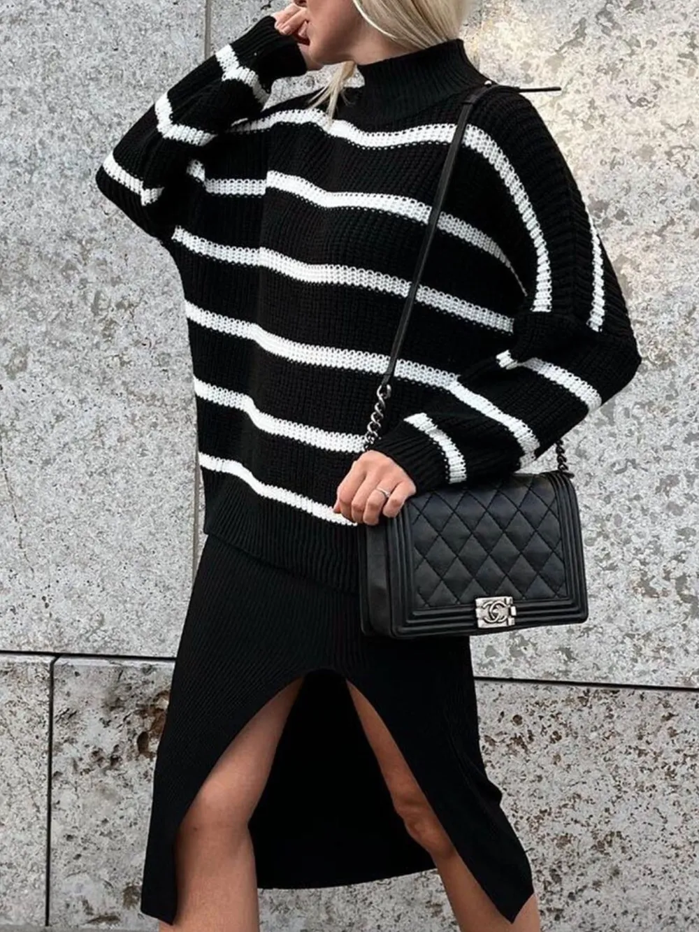 Striped Turtleneck Long Sleeve Sweater, image 15