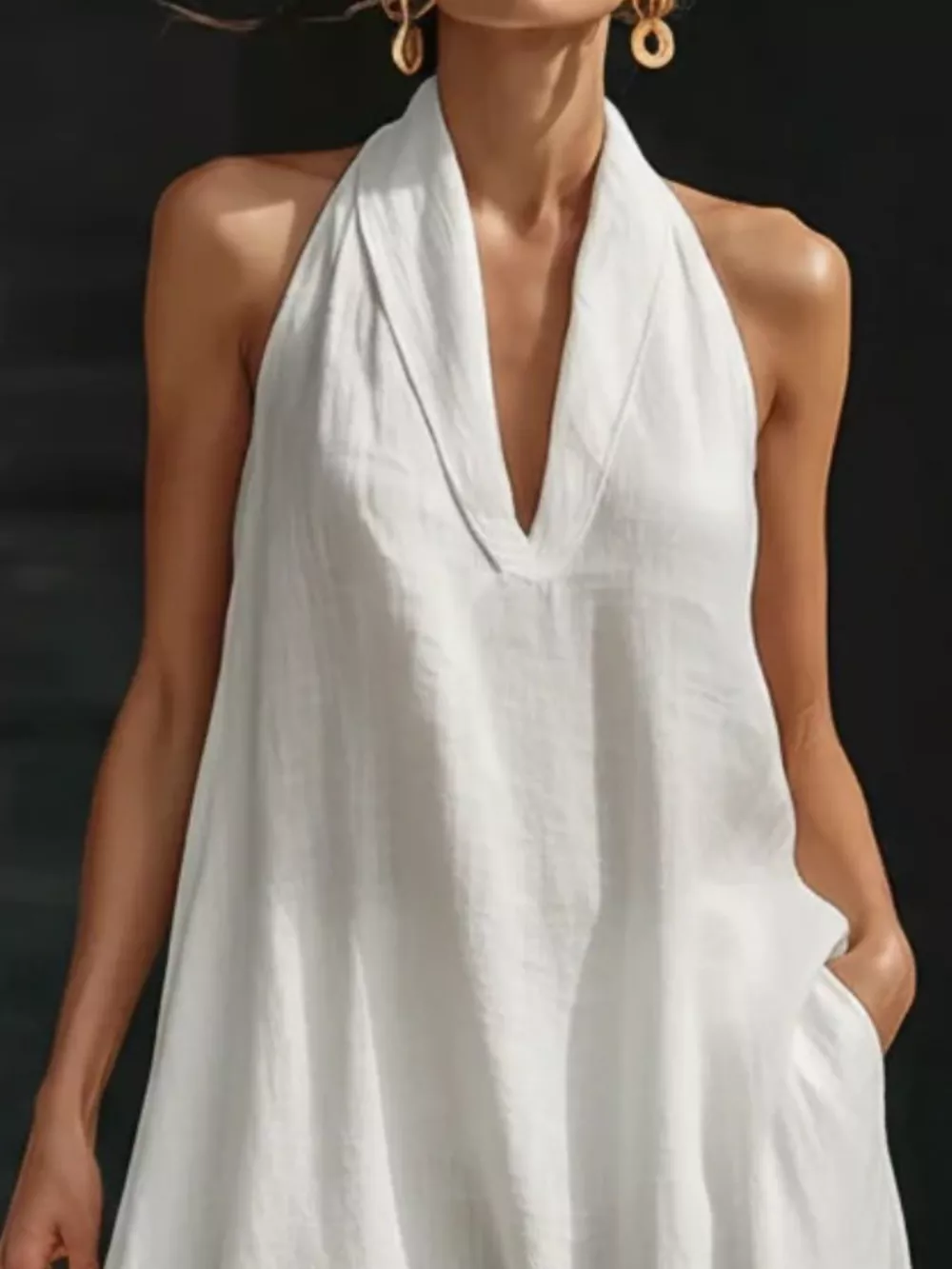 Halter Neck Maxi Dress with Pockets, image 2