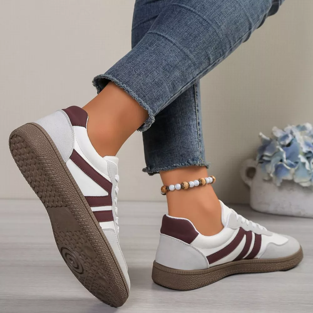 Striped Lace-Up Casual Sneakers, image 3