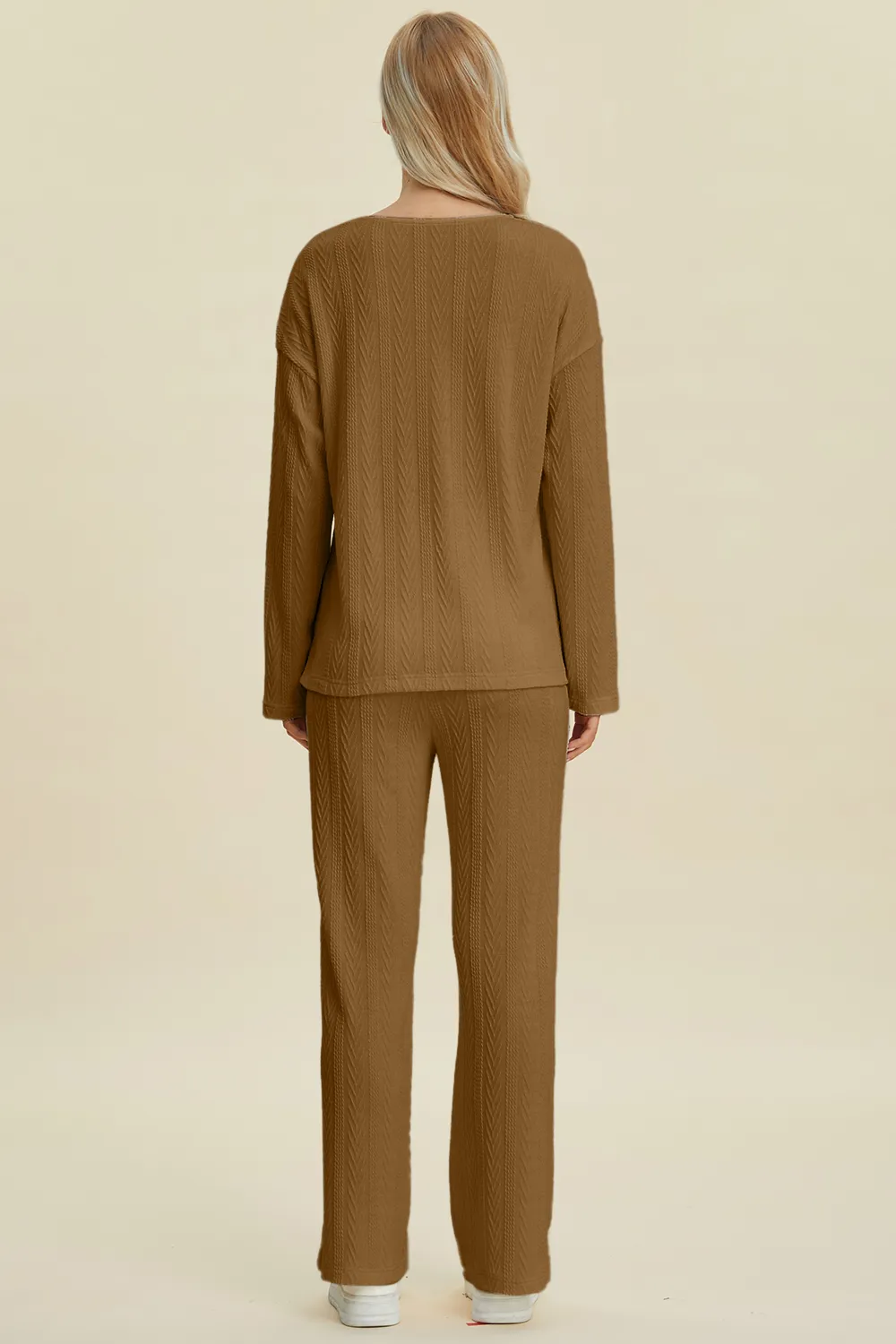 Full Size Cable-Knit Long Sleeve Top and Pants Set, image 5