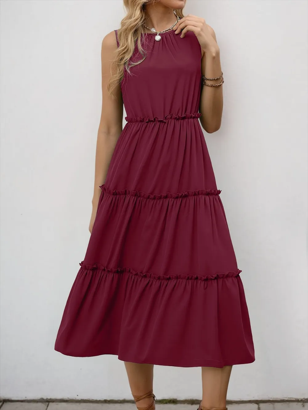 Frill Tiered Midi Dress, image 7