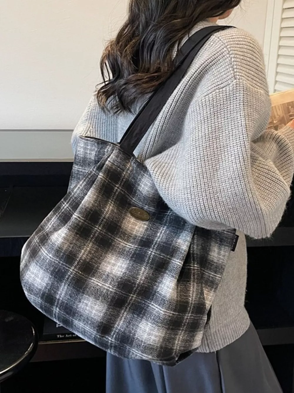 Plaid Pattern Casual Tote Bag, image 8