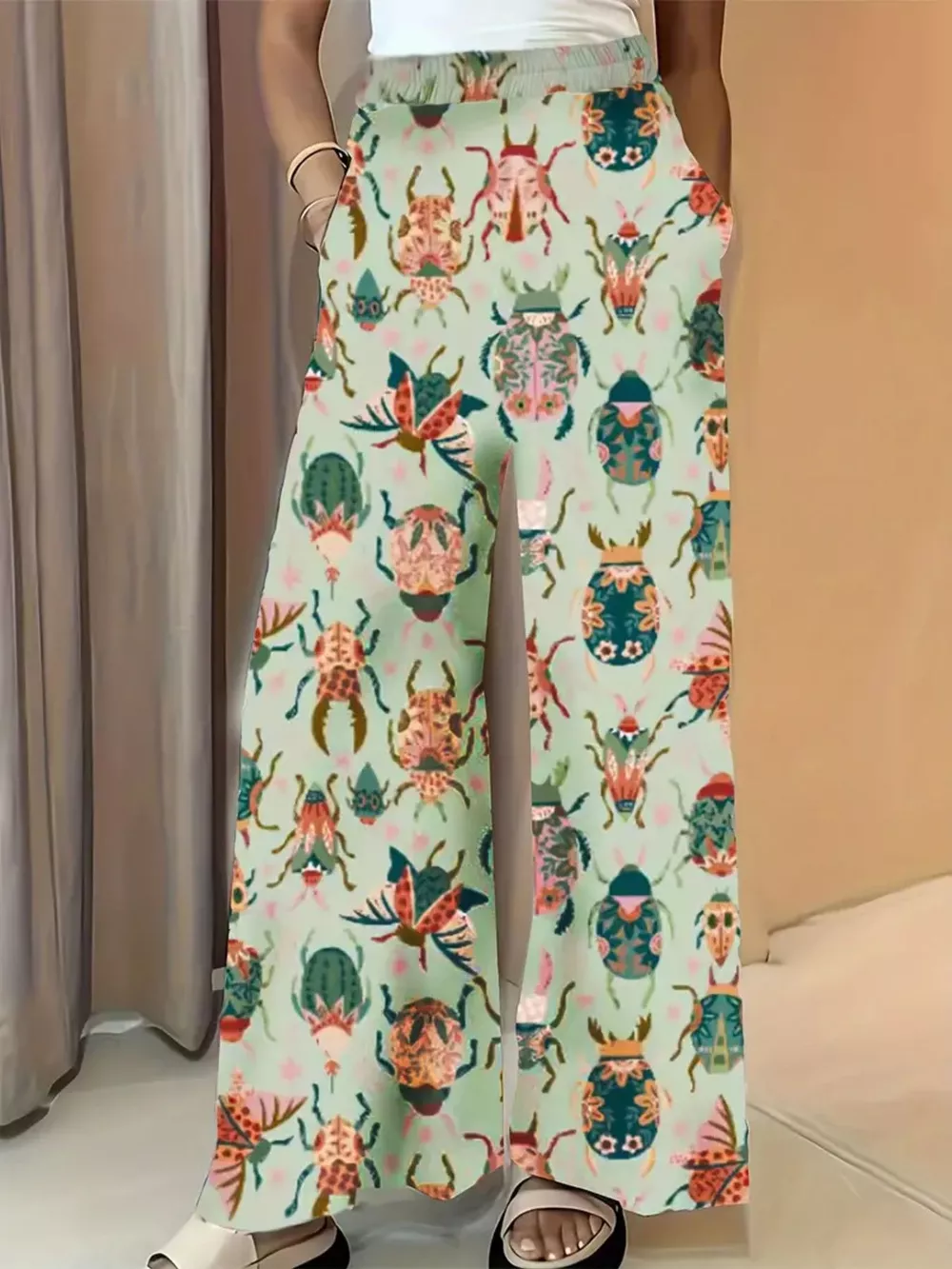 Printed Wide Leg Pants, image 3