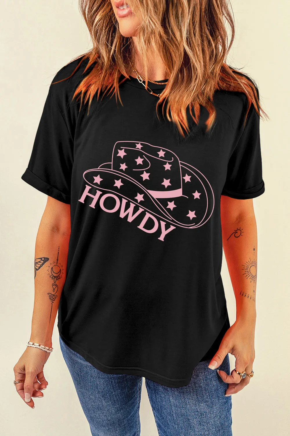 HOWDY Round Neck Short Sleeve T-Shirt, image 3