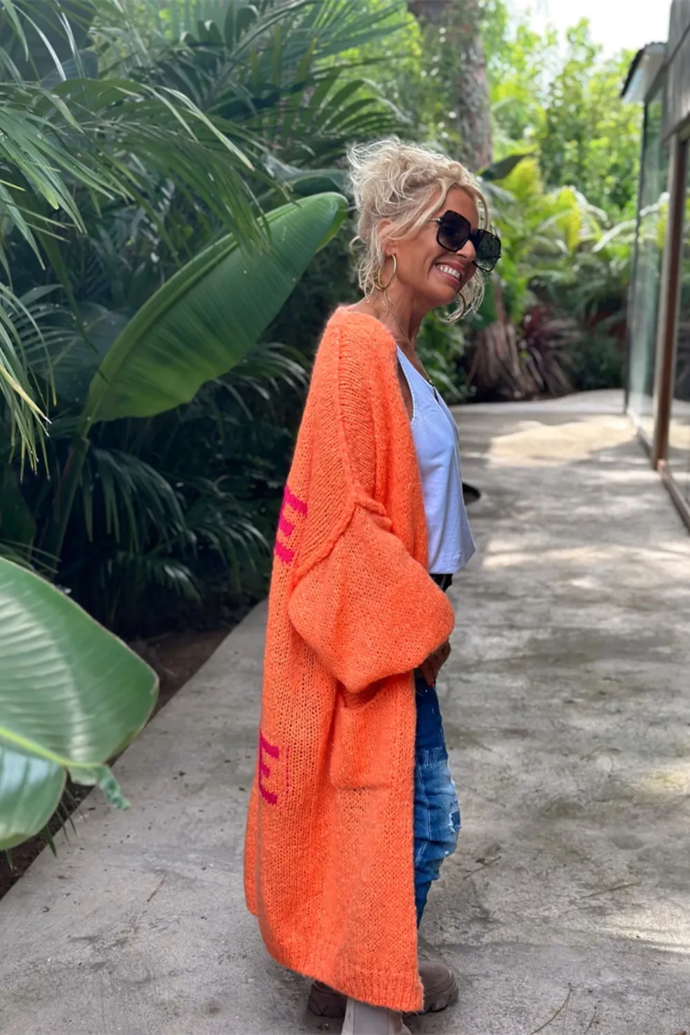 Letter Dropped Shoulder Long Sleeve Cardigan, image 8