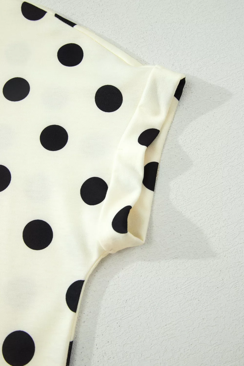 Polka Dot Mock Neck Short Sleeve Blouse, image 9
