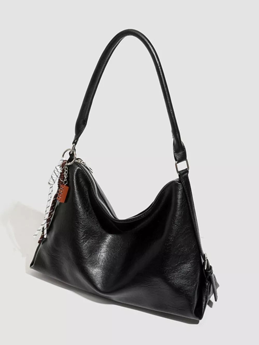 PU Leather Shoulder Bag with Decorative Charm, image 3