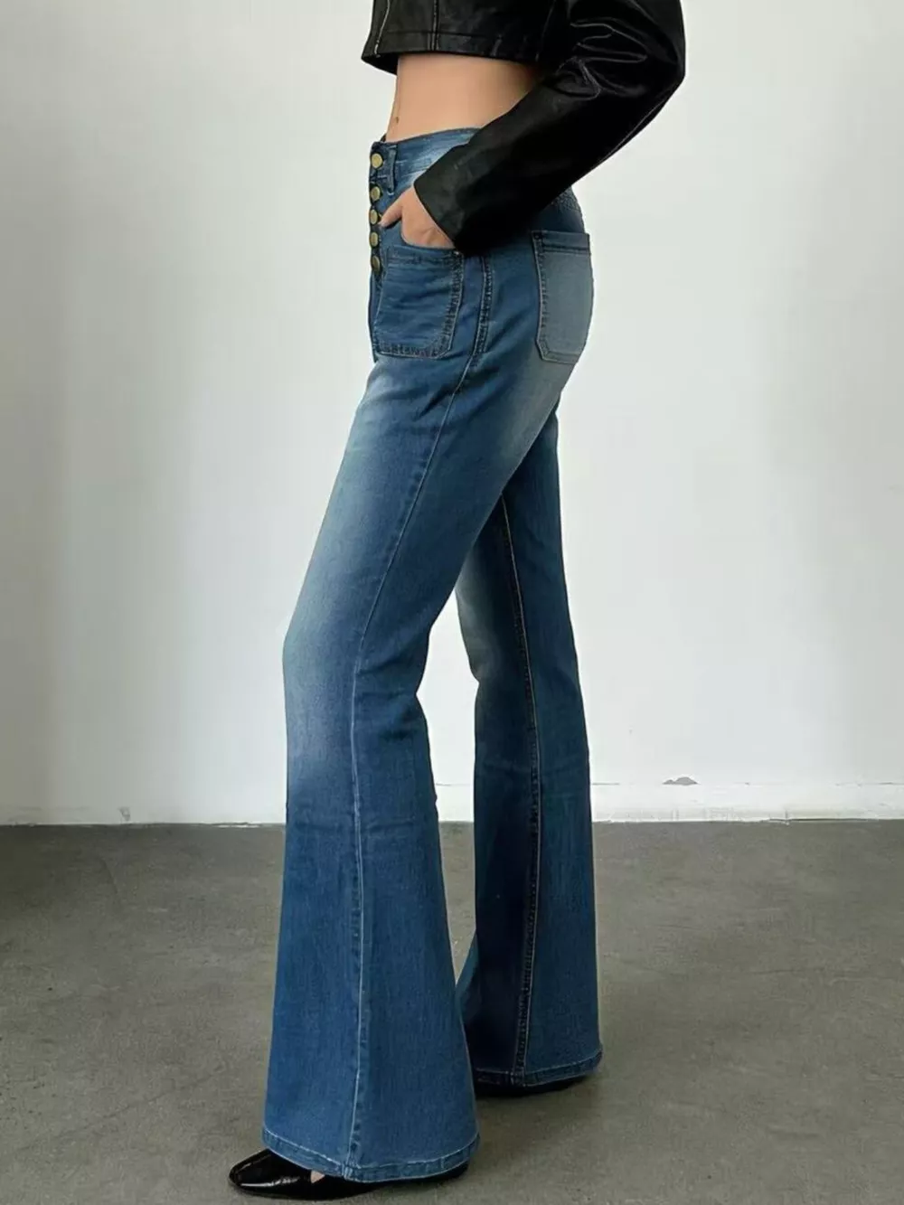 Full Size High-Waisted Button-Fly Flare Jeans Plus Size, image 11