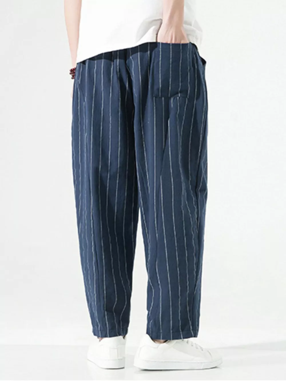 Men's Plus Size Striped Casual Loose Pants, image 9